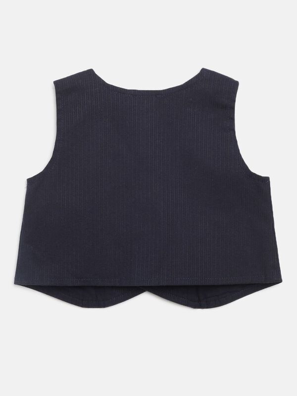 Navy Blue Embroidered Waistcoat image number 1